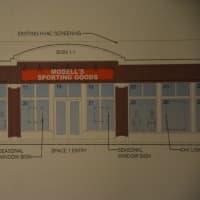 <p>A photo of a sketch rendering for the proposed Modell&#x27;s Sporting Goods in Mount Kisco</p>