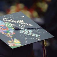 <p>A work of art on a mortarboard at New Fairfield High graduation</p>