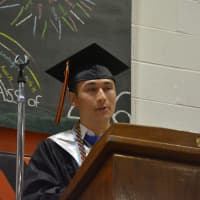 <p>Alexander Fogarasi, Pawling High School&#x27;s 2016 salutatorian, gives his address at the commencement.</p>