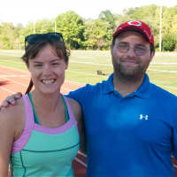 <p>Mahopac High cross country coaches Katie DiBello and Joe Montalto.</p>