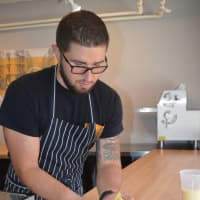 <p>Enivaldo Jiminez prepares fresh pasta at Grana Pastificio in Westport</p>
