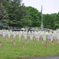 <p>Flags placed on Spring Grove Veterans Cemetery prior to Memorial Day.</p>