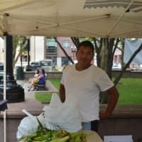 <p>Veggie lovers flocked to the farmers market Thursday in downtown Bridgeport.</p>