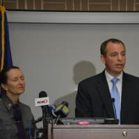 <p>New York State Police Lt. Paul DeQuarto speaks at a press conference in Hawthorne regarding the death of North Salem resident Lois Colley.</p>