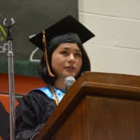 <p>Elisabeth Clemmons, Pawling High School&#x27;s 2016 valedictorian, delivers her address at the commencement.</p>
