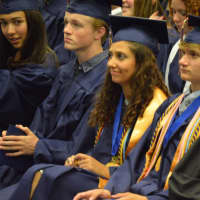 <p>A happy group of students prepares to graduate from New Fairfield High School on Saturday morning.</p>