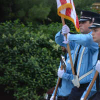 <p>Pound Ridge firefighters march in the Mount Kisco Fire Department&#x27;s parade.</p>