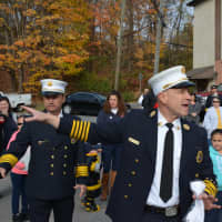 <p>Millwood Fire Chief Greg Santone, moments before the decommissioning ceremony for Station No. 1 begins.</p>