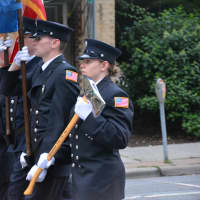 <p>Thornwood firefighters march in the Mount Kisco Fire Department&#x27;s annual parade.</p>