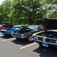 <p>Classic cars are lined up at the Shelton car show.</p>