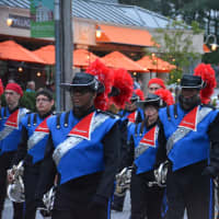 <p>A marching band participates in the Mount Kisco Fire Department&#x27;s annual parade.</p>