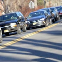 <p>Vehicles backed up on Brookside Avenue as they approach the West Crescent Avenue intersection at 4:20 p.m Friday.</p>