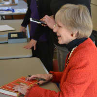 <p>Financial author Jane Bryant Quinn does a book signing at the Mount Kisco Public Library.</p>
