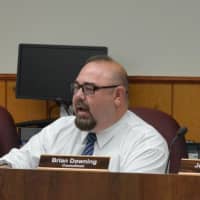 <p>Emerson Councilman Brian Downing, center, confronting Just Pups Owner Vincent LoSacco.</p>