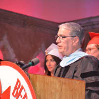 <p>Outgoing Fox Lane High School Principal Joel Adelberg delivers his last commencement address. Adelberg will become Bedford Central&#x27;s assistant superintendent of curriculum and instruction starting in July.</p>