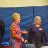 <p>Hillary and Bill Clinton arrive at Chappaqua&#x27;s Douglas G. Grafflin Elementary School to cast her votes for New York&#x27;s Democratic presidential primary.</p>