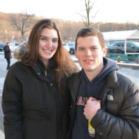 <p>Chappaqua residents Mikayla Diederich and
Dillon Rusiecki were among those who stopped by DeCicco &amp; Sons on its opening day in Millwood.</p>