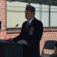 <p>State Commander John A. Kwiatkowski makes a few remarks during the ceremony.</p>