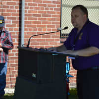 <p>Ret. Lt. Col. Michael Zacchea also gives a few remarks during the ceremony about the importance of the Purple Heart.</p>