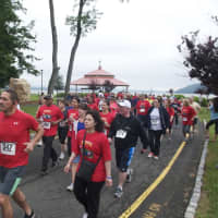 <p>Runners/walkers take off from the start of Sunday&#x27;s event.</p>