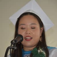 <p>Ruo Nan Huang, Webutuck High School&#x27;s 2016 valedictorian, delivers her address at the commencement.</p>