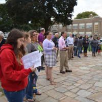 <p>The Center for Family Justice held a Domestic Violence Awareness Month vigil in Stratford.</p>
