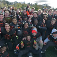 <p>Tuckahoe poses with winner&#x27;s plaque after beating Roscoe in Saturday&#x27;s state quarterfinals.</p>