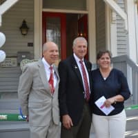 <p>Bill Purcell of the Greater Valley Chamber of Commerce, Shelton Mayor Mark Lauretti and Allison Wysota, founder of Adam&#x27;s House, opened the Coram Avenue site Thursday.</p>