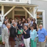 <p>Friends and family celebrate the opening of Adam&#x27;s House in Shelton.</p>