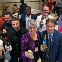 <p>Chefs, guest speakers and Restaurant Advisory board members join with Hudson Valley Restaurant Week founder Janet Crawshaw (bottom L) at Tuesday&#x27;s kickoff event.</p>