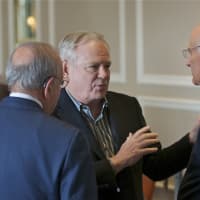 <p>Daily Voice Founder and CEO Carll Tucker speaks with Greenburgh Town Supervisor Paul Feiner, right, Tuesday&#x27;s reception.</p>