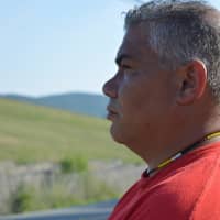 <p>Ramapough Turtle Clan Chief Vincent Mann looking out at the Ramapo Mountains in Ramapo, New York.</p>