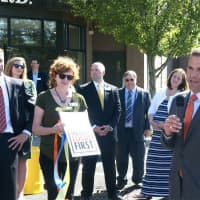 <p>Dutchess County Executive Marcus J. Molinaro speaks to the crowd at the new Th!nk Dutchess – Alliance for Business headquarters.</p>