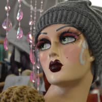 <p>One of the fabulous mannequins at Yarn Diva.</p>