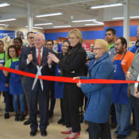 <p>Fairfield First Selectman Mike Tetreau cuts the ribbon to officially open Goodwill of Fairfield.</p>