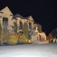 <p>A large nativity scene in Franklin Lakes is spotlighted for passersby.</p>