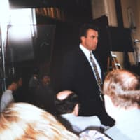 <p>Actor Tom Selleck is pictured at Pompton Lakes High School during the filming of &quot;In &amp; Out.&quot;</p>