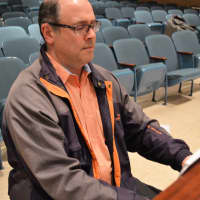 <p>Director Bill Ullman, longtime music and drama teacher at Emerson Juniors-Senior High School, plays piano during a brush-up rehearsal for &quot;Into the Woods&quot; Wednesday.</p>