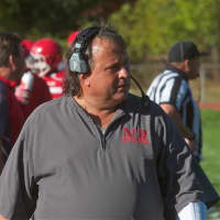 <p>Raiders coach Tom Lynch takes in the action from the sidelines Saturday at North Rockland.</p>