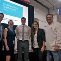 <p>A few of the speakers at Thursday&#x27;s symposium, L to R: Dr. Stuart Elkowitz of NWH, Sarah Todd of NWH, Athlete&#x27;s Warehouse GM Nicholas Serio, Cassie Reilly-Boccia of Athlete&#x27;s Warehouse, keynote speaker Patrick Murphy.</p>