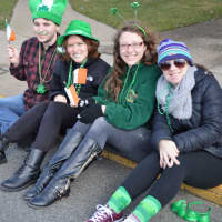 <p>Parade-goers get their green on.</p>