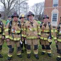 <p>Sandy Hook first responders are on hand as volunteers at the 5K race at the Fairfield Hills campus.</p>