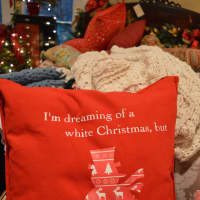 <p>A decorative seasonal pillow at the Classic Creations Boutique at The Hermitage in Ho-Ho-Kus.</p>