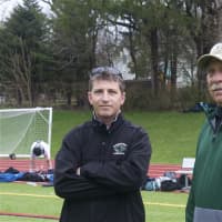 <p>Pleasantville coaches Chris Kear (L) and Bob Kear.</p>