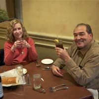 <p>Evie and Mark Davis of Thiells enjoying a meal at Mario&#x27;s Pasta Cucina in Stony Point. </p>