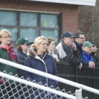 <p>Spectators take in the game Thursday at Pleasantville High School.</p>
