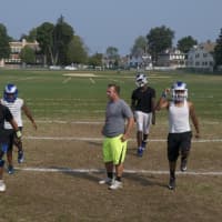 <p>The Rams practice under the watchful eye of new Head Coach Paul Santavicca.</p>