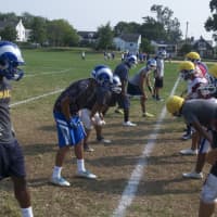 <p>The Port Chester football team gets ready for opening day.</p>