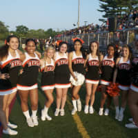 <p>Mamaroneck&#x27;s cheerleaders on the sidelines at Friday&#x27;s season opener.</p>