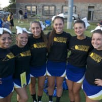 <p>Mahopac cheerleaders pose for a photo.</p>